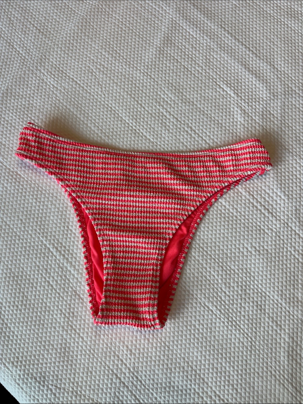 No Boundaries Pink White Textured Stripe Bikini Bottom XS 0-2